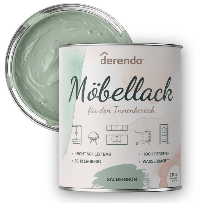 Derendo® Möbelfarbe Salbeigrün 750ml – Möbelfarbe ohne Schleifen