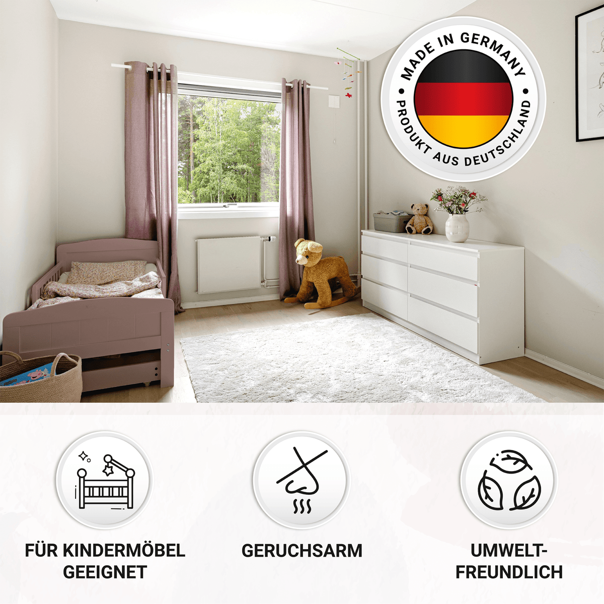 Derendo Möbelfarbe Bordeauxrot 2,5 L – Holzfarbe für Innen – Ohne Schleifen, Hochdeckend & Wasserbasiert – Für Möbel, Türen & Küchen – Umweltfreundlich & Geruchsarm in – Produktbild von Derendo