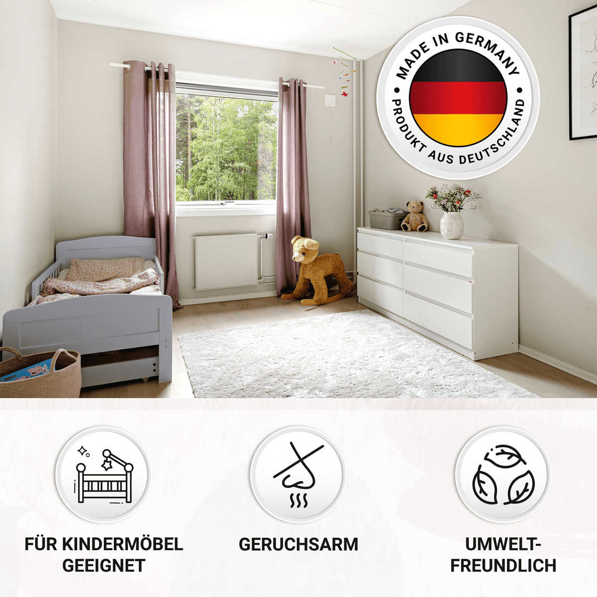 Derendo Möbelfarbe Lavendel 2,5 L – Holzfarbe für Innen – Ohne Schleifen, Hochdeckend & Wasserbasiert – Für Möbel, Türen & Küchen – Umweltfreundlich & Geruchsarm in – Produktbild von Derendo