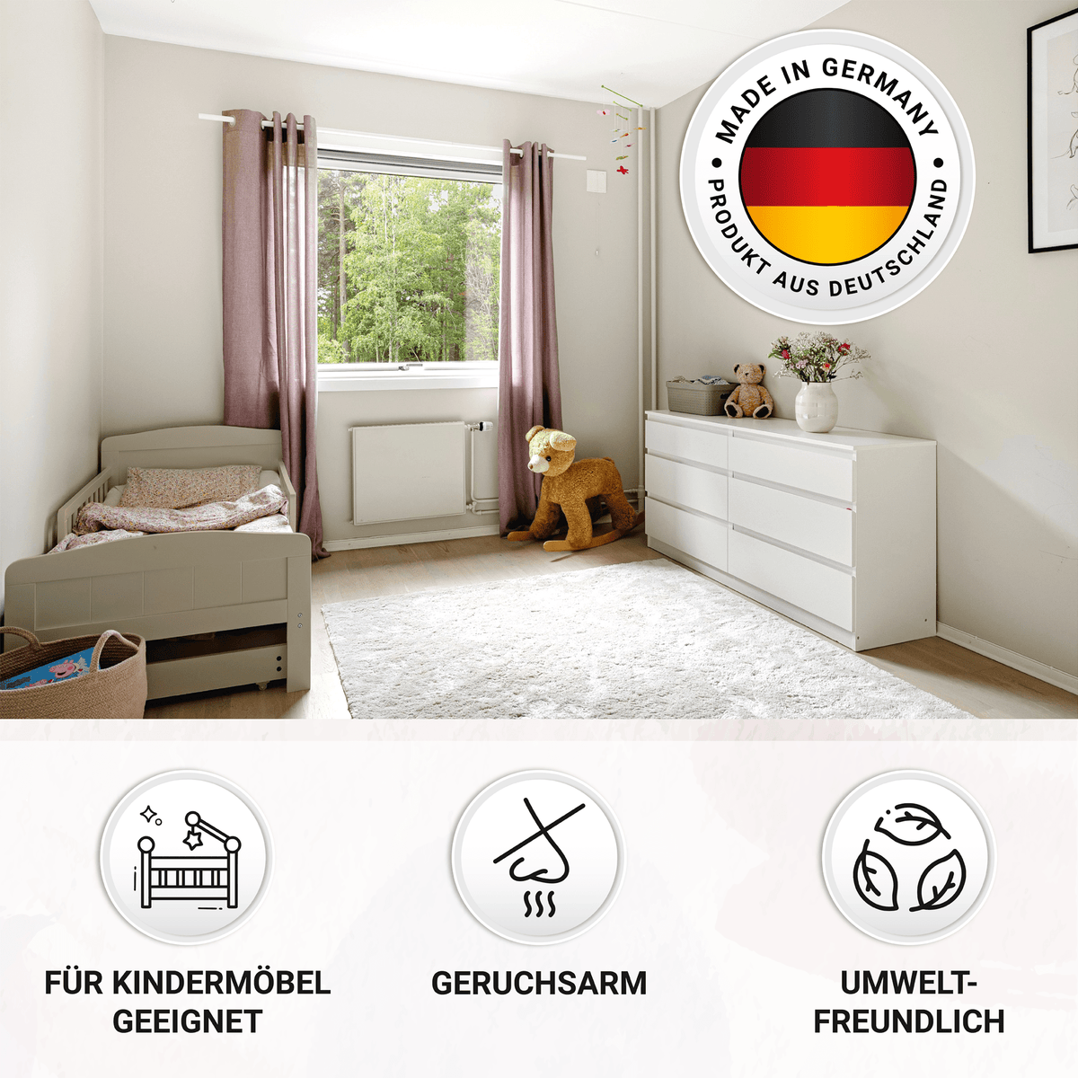 Derendo Möbelfarbe Sandbeige 2,5 L – Holzfarbe für Innen – Ohne Schleifen, Hochdeckend & Wasserbasiert – Für Möbel, Türen & Küchen – Umweltfreundlich & Geruchsarm in – Produktbild von Derendo