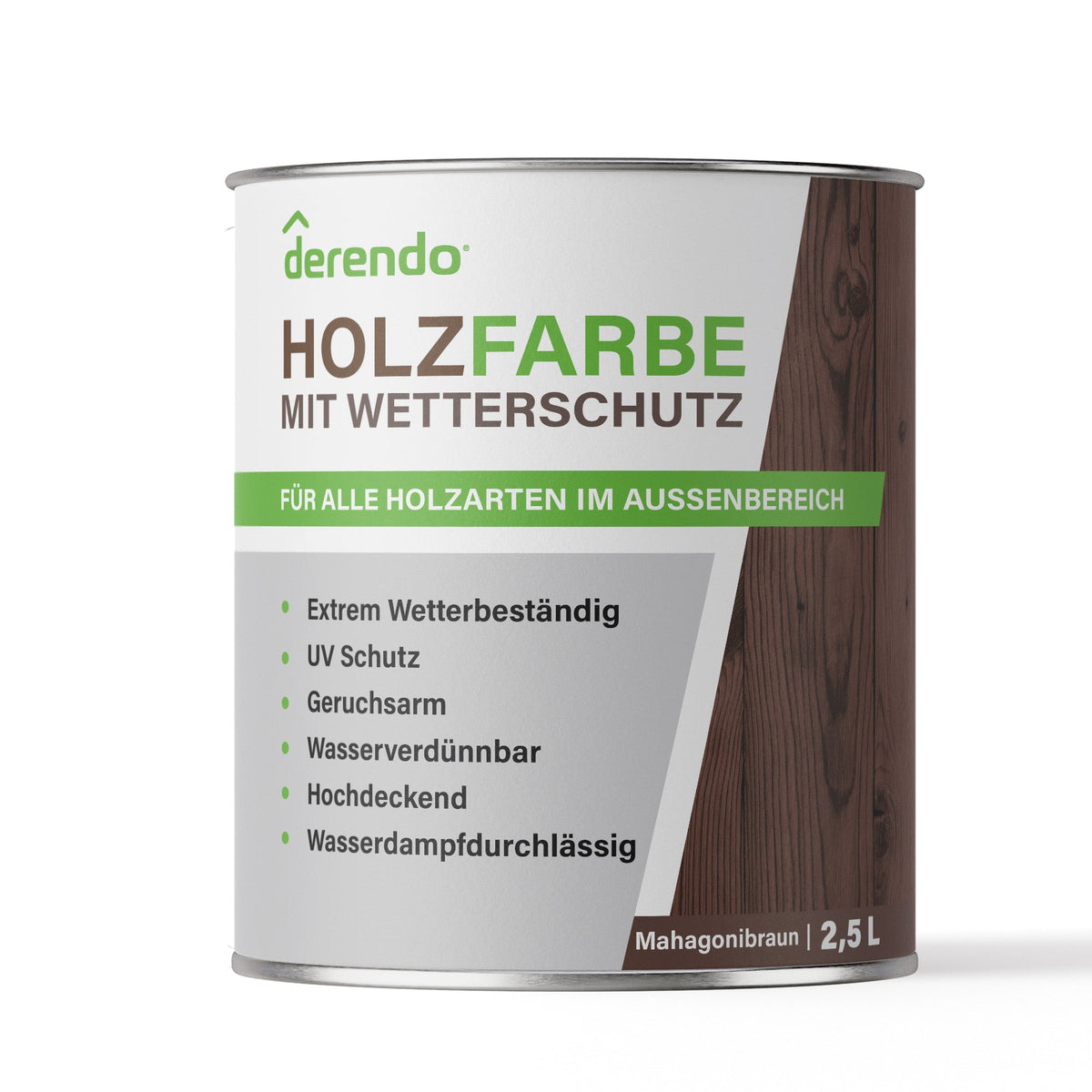 Derendo Wetterschutz Holzfarbe mahagonibraun RAL 8016 in Mahagonibraun RAL 8016 – Produktbild von Derendo
