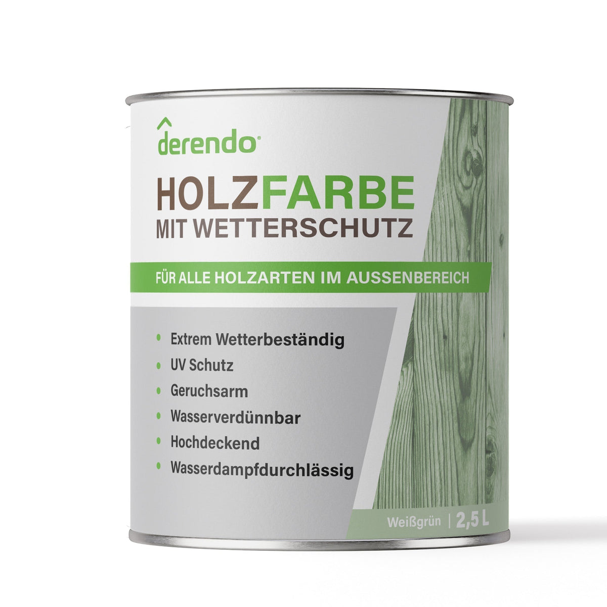 Derendo Wetterschutz Holzfarbe weißgrün RAL 6019 in Weissgrün RAL 6019ün – Produktbild von Derendo