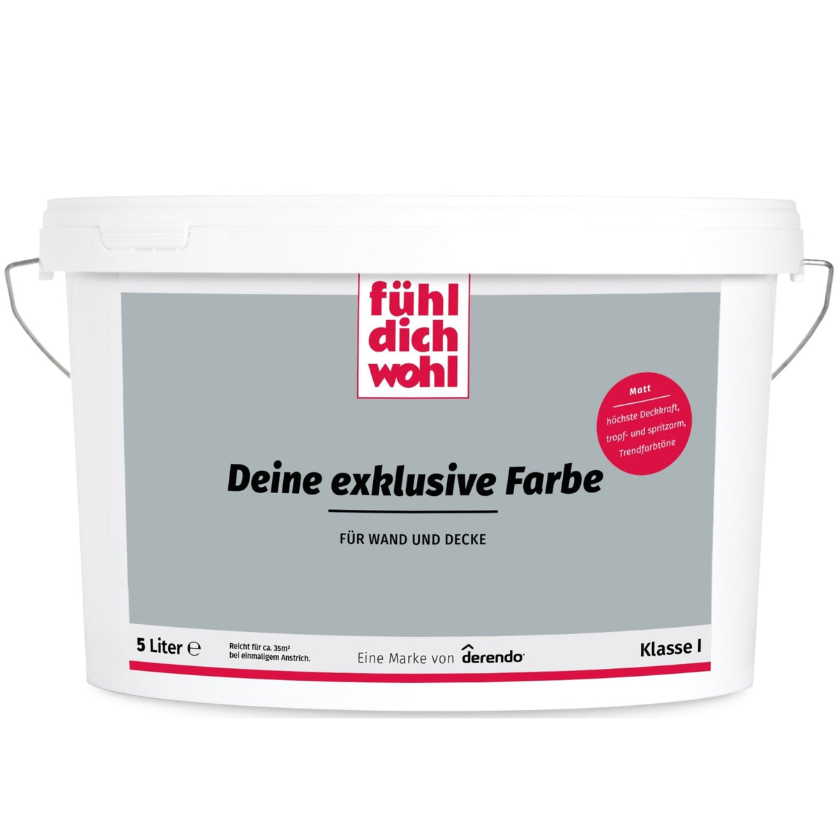 FÜHL DICH WOHL Wandfarbe Betongrau in 5 Liter – Produktbild von Derendo
