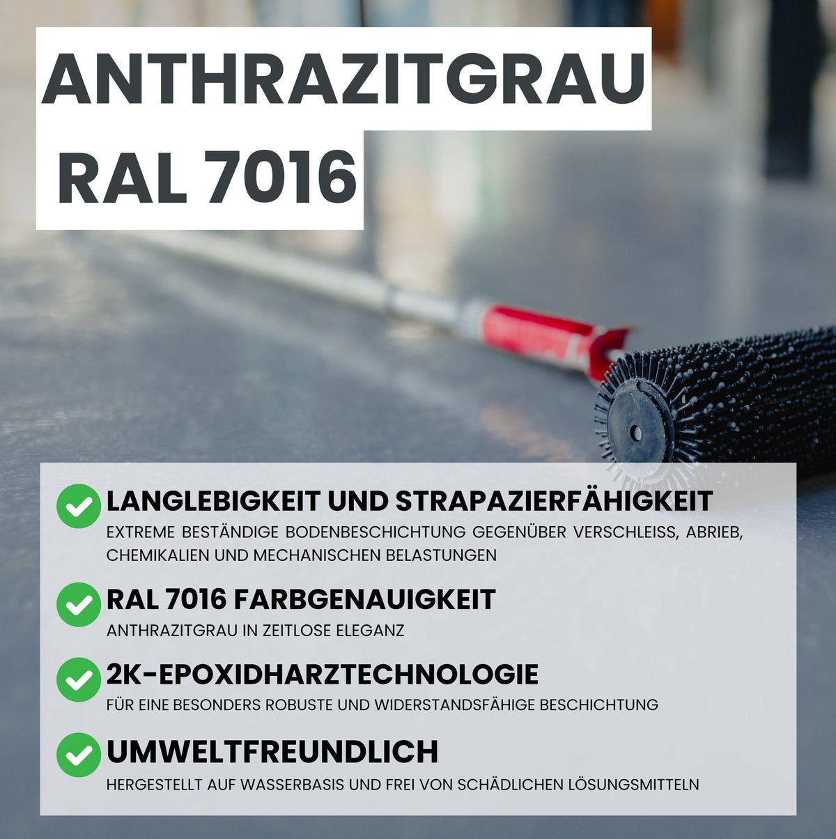 2K Betonfarbe Lack grau - RAL7016 in 2.5kg – Produktbild von Derendo
