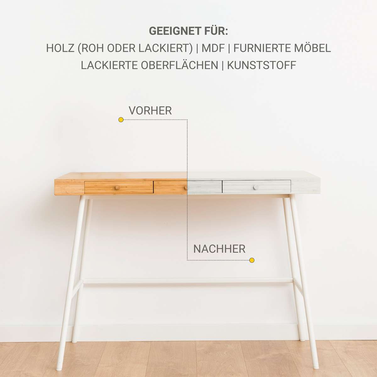 Derendo® Möbelfarbe Altweiß 750ml – Möbelfarbe ohne Schleifen + Lackier-Roller-Set