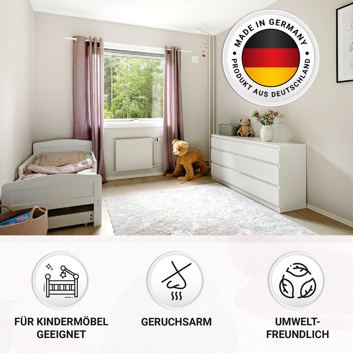 Derendo Möbelfarbe Lichtgrau 2,5 L – Holzfarbe für Innen – Ohne Schleifen, Hochdeckend & Wasserbasiert – Für Möbel, Türen & Küchen – Umweltfreundlich & Geruchsarm