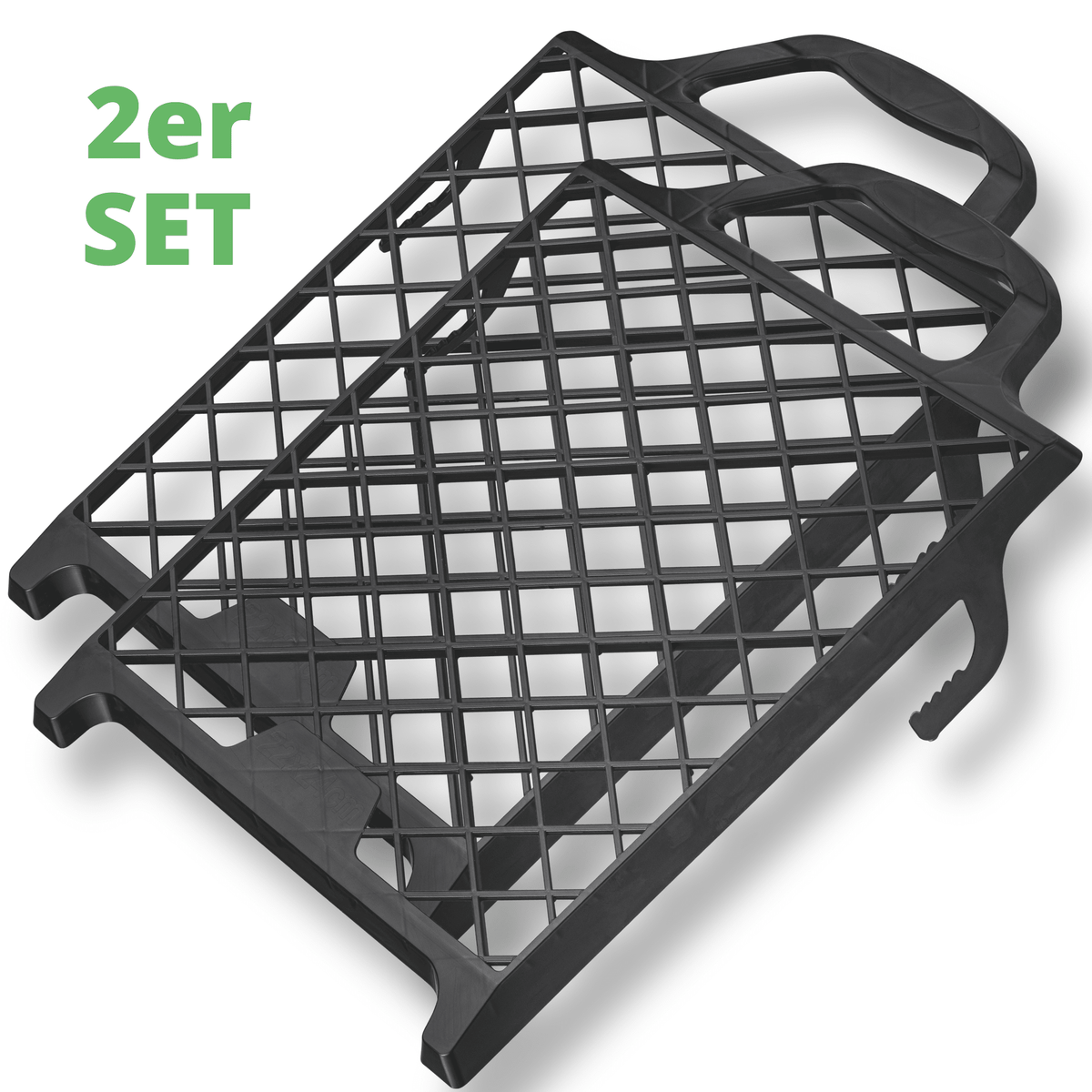 Derendo® Abstreifgitter Kunststoff 29 × 27 cm – schwarz, mit Haken in 2er Set – Produktbild von Derendo