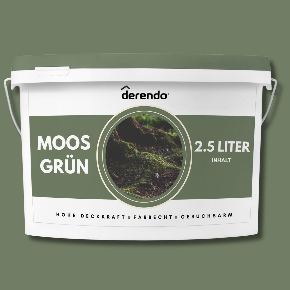 Derendo Exklusive Wandfarbe Moos Grün in 2.5l – Produktbild von Derendo