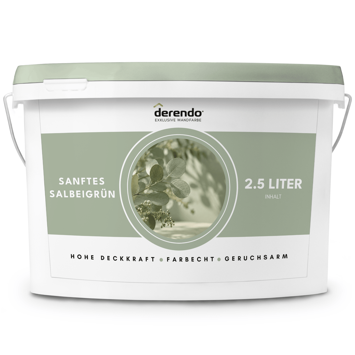 Derendo Exklusive Wandfarbe sanftes Salbei grün in 2.5l – Produktbild von Derendo