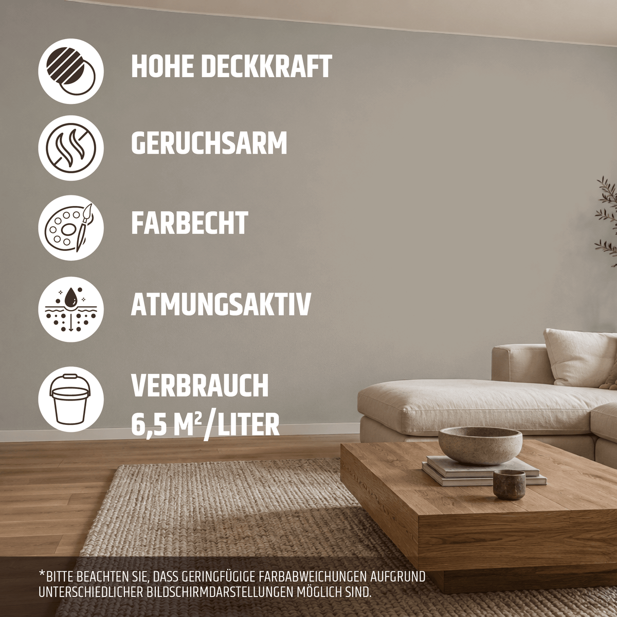 Derendo Exklusive Wandfarbe Taupe in 2.5l – Produktbild von Derendo