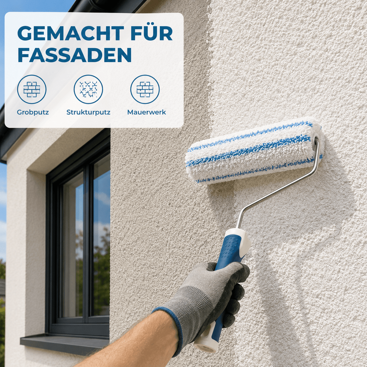Derendo® Farbwalze Durotex 25 cm – für grobes Mauerwerk & strukturierte Fassaden in – Produktbild von Derendo