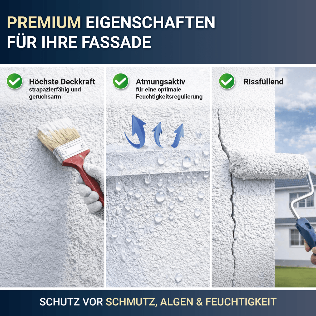 Derendo Fassadenfarbe Altweiss mit ULTRA Wetterschutz und Abperleffekt in 1 Liter – Produktbild von Derendo