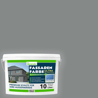 Derendo Fassadenfarbe Betongrau mit ULTRA Wetterschutz und Abperleffekt in 10L – Produktbild von Derendo