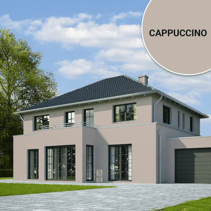 Derendo Fassadenfarbe Cappuccino mit ULTRA Wetterschutz und Abperleffekt in 10L – Produktbild von Derendo