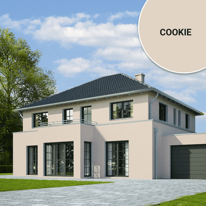 Derendo Fassadenfarbe Cookie mit ULTRA Wetterschutz und Abperleffekt in 10L – Produktbild von Derendo