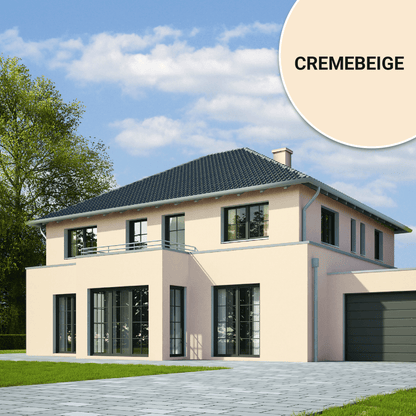 Derendo Fassadenfarbe Cremebeige mit ULTRA Wetterschutz und Abperleffekt in 10L – Produktbild von Derendo