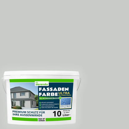 Derendo Fassadenfarbe Hellgrau mit ULTRA Wetterschutz und Abperleffekt in 10L – Produktbild von Derendo