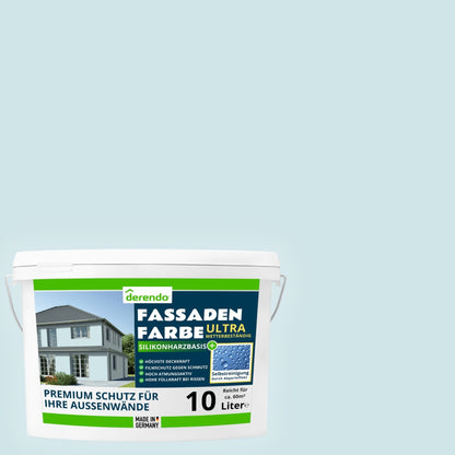 Derendo Fassadenfarbe Himmelblau mit ULTRA Wetterschutz und Abperleffekt in 10L – Produktbild von Derendo