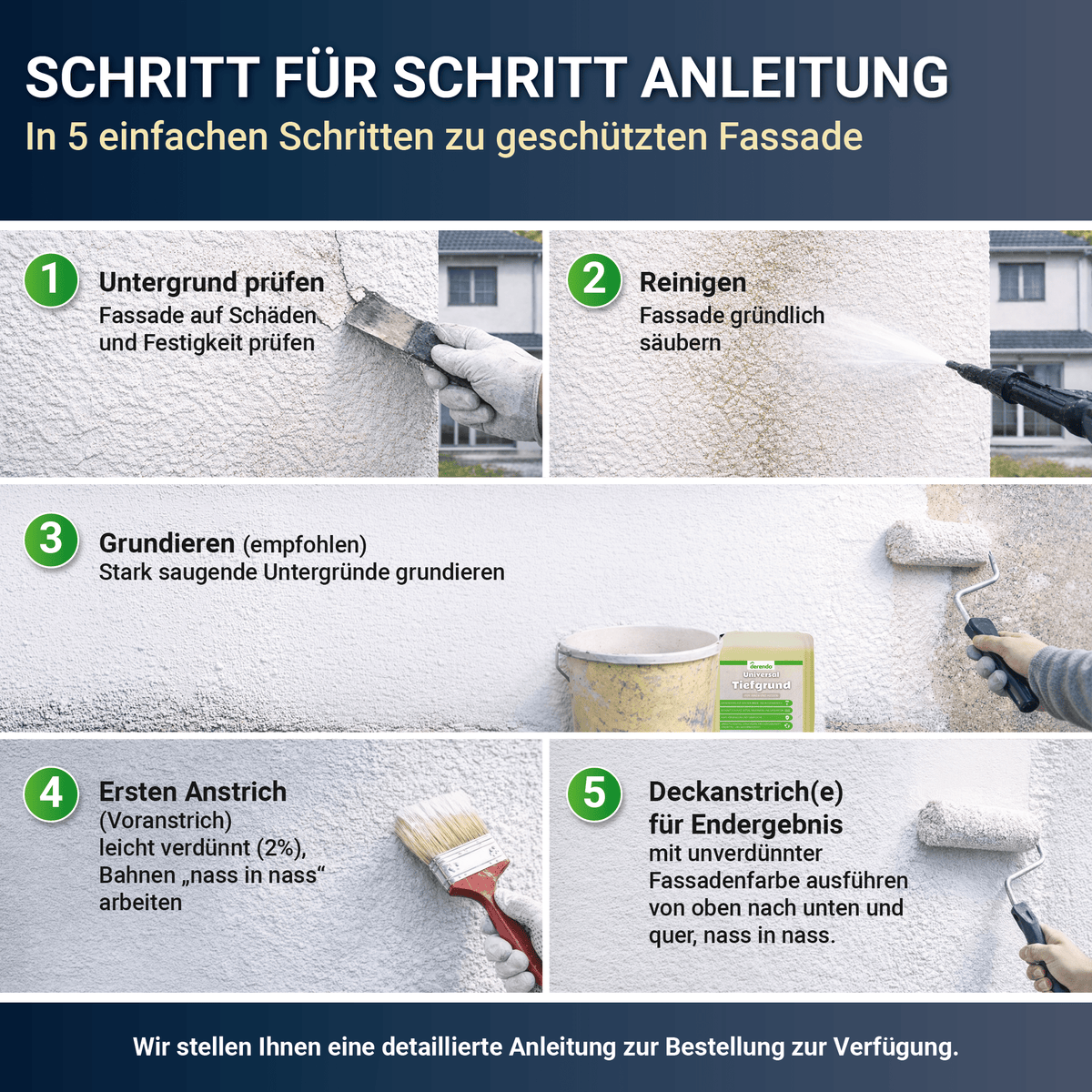 Derendo Fassadenfarbe Weissgrün mit ULTRA Wetterschutz und Abperleffekt in 10L – Produktbild von Derendo
