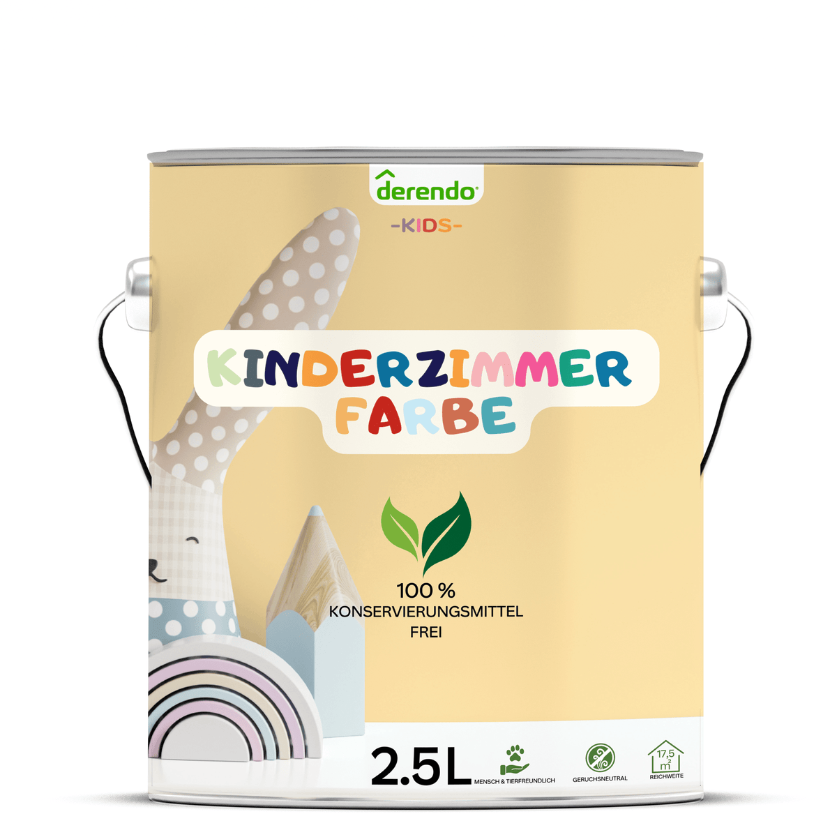 Derendo Kinderzimmer Wandfarbe - Bienengelb in 2.5 Liter – Produktbild von Derendo