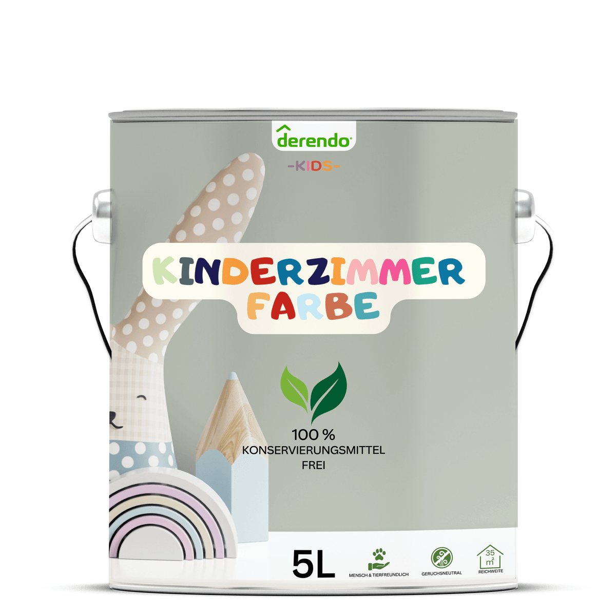 Derendo Kinderzimmer Wandfarbe - Dinogrün in 5 Liter – Produktbild von Derendo