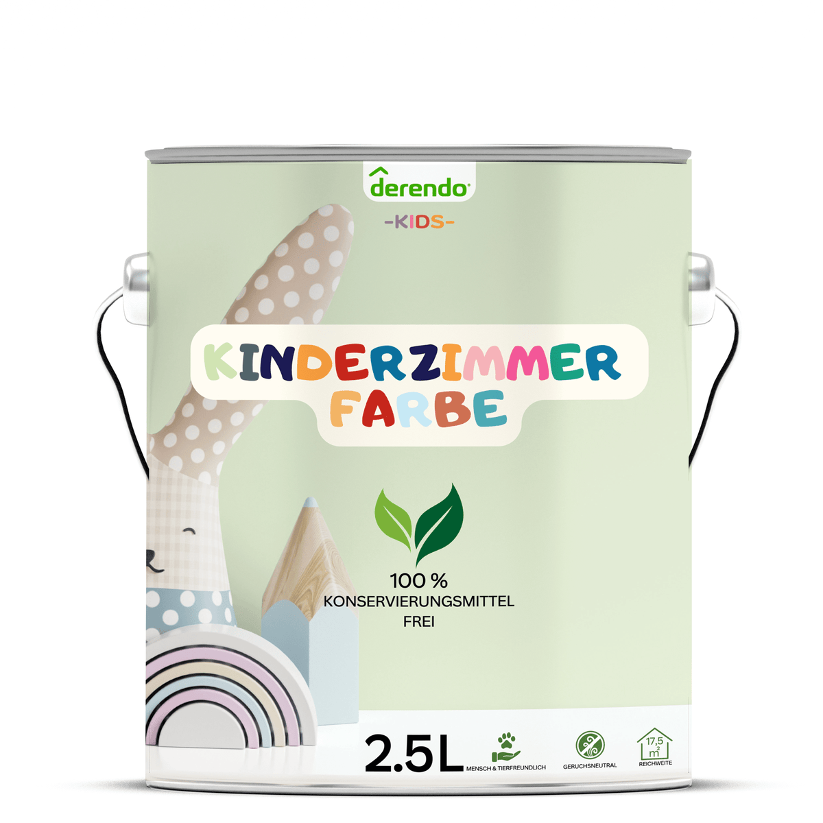 Derendo Kinderzimmer Wandfarbe - Froschgrün in 2.5 Liter – Produktbild von Derendo