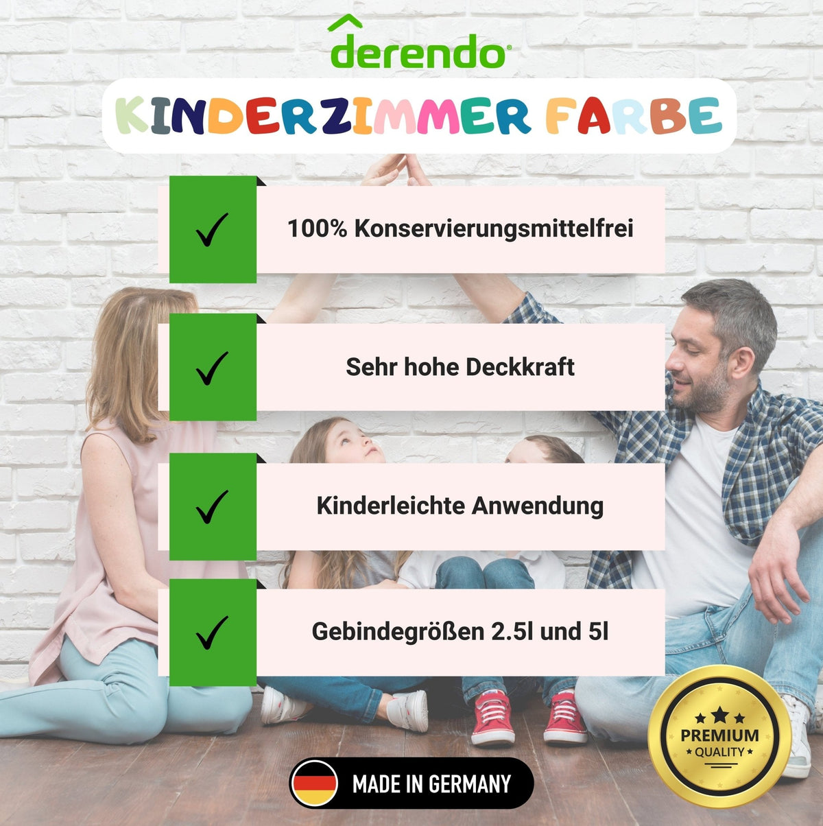 Derendo Kinderzimmer Wandfarbe - Sandkastenbeige in 2.5 Liter – Produktbild von Derendo
