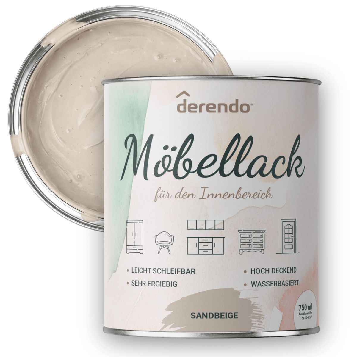 Derendo® Möbelfarbe Sandbeige 750ml – Möbelfarbe ohne Schleifen in – Produktbild von Derendo