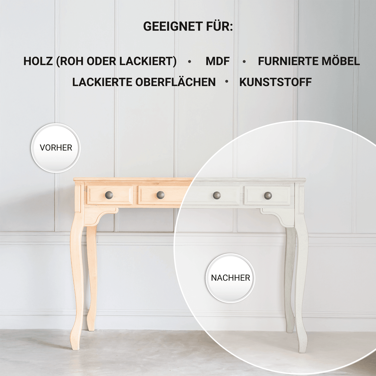 Derendo Möbelfarbe Altweiss 2,5 L – Holzfarbe für Innen – Ohne Schleifen, Hochdeckend & Wasserbasiert – Für Möbel, Türen & Küchen – Umweltfreundlich & Geruchsarm in – Produktbild von Derendo