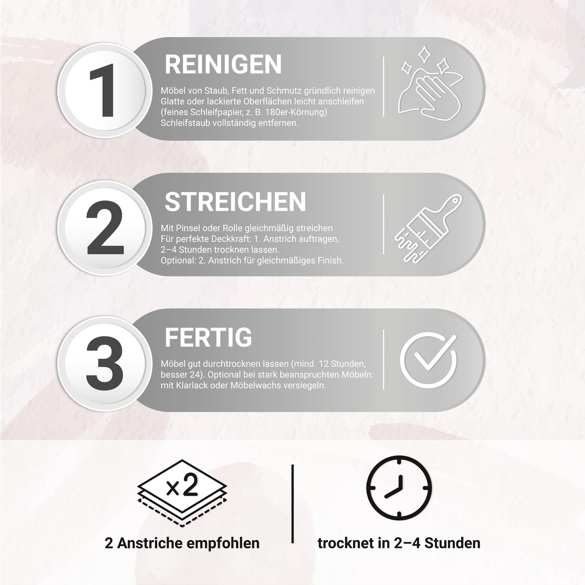 Derendo Möbelfarbe Altweiss 2,5 L – Holzfarbe für Innen – Ohne Schleifen, Hochdeckend & Wasserbasiert – Für Möbel, Türen & Küchen – Umweltfreundlich & Geruchsarm in – Produktbild von Derendo