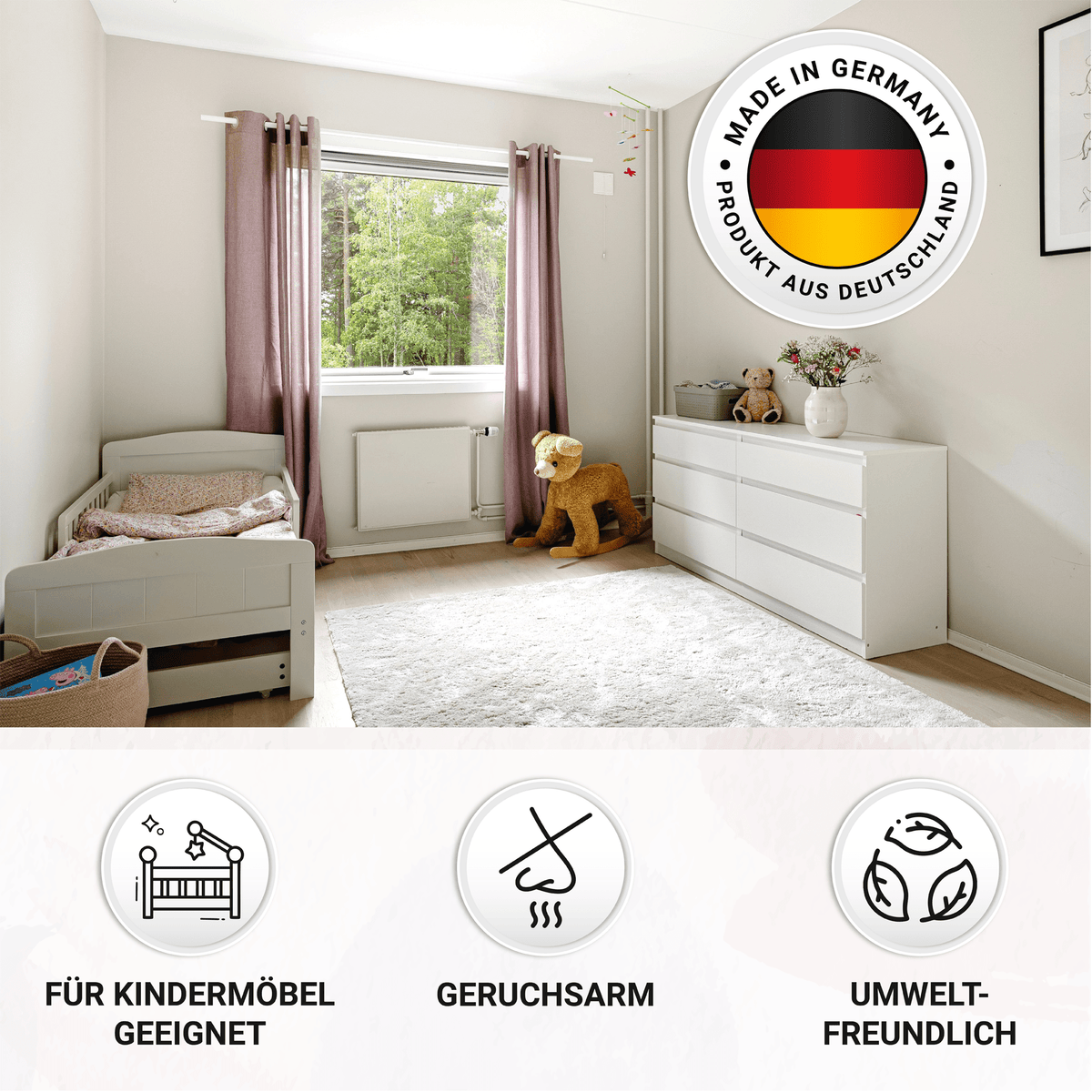 Derendo Möbelfarbe Altweiss 2,5 L – Holzfarbe für Innen – Ohne Schleifen, Hochdeckend & Wasserbasiert – Für Möbel, Türen & Küchen – Umweltfreundlich & Geruchsarm in – Produktbild von Derendo