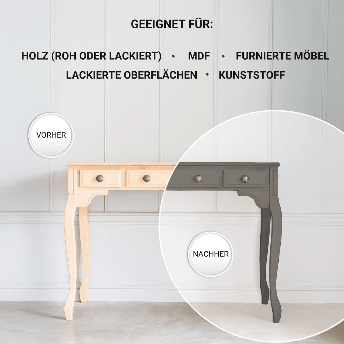 Derendo Möbelfarbe Braungrau 2,5 L – Holzfarbe für Innen – Ohne Schleifen, Hochdeckend & Wasserbasiert – Für Möbel, Türen & Küchen – Umweltfreundlich & Geruchsarm in – Produktbild von Derendo