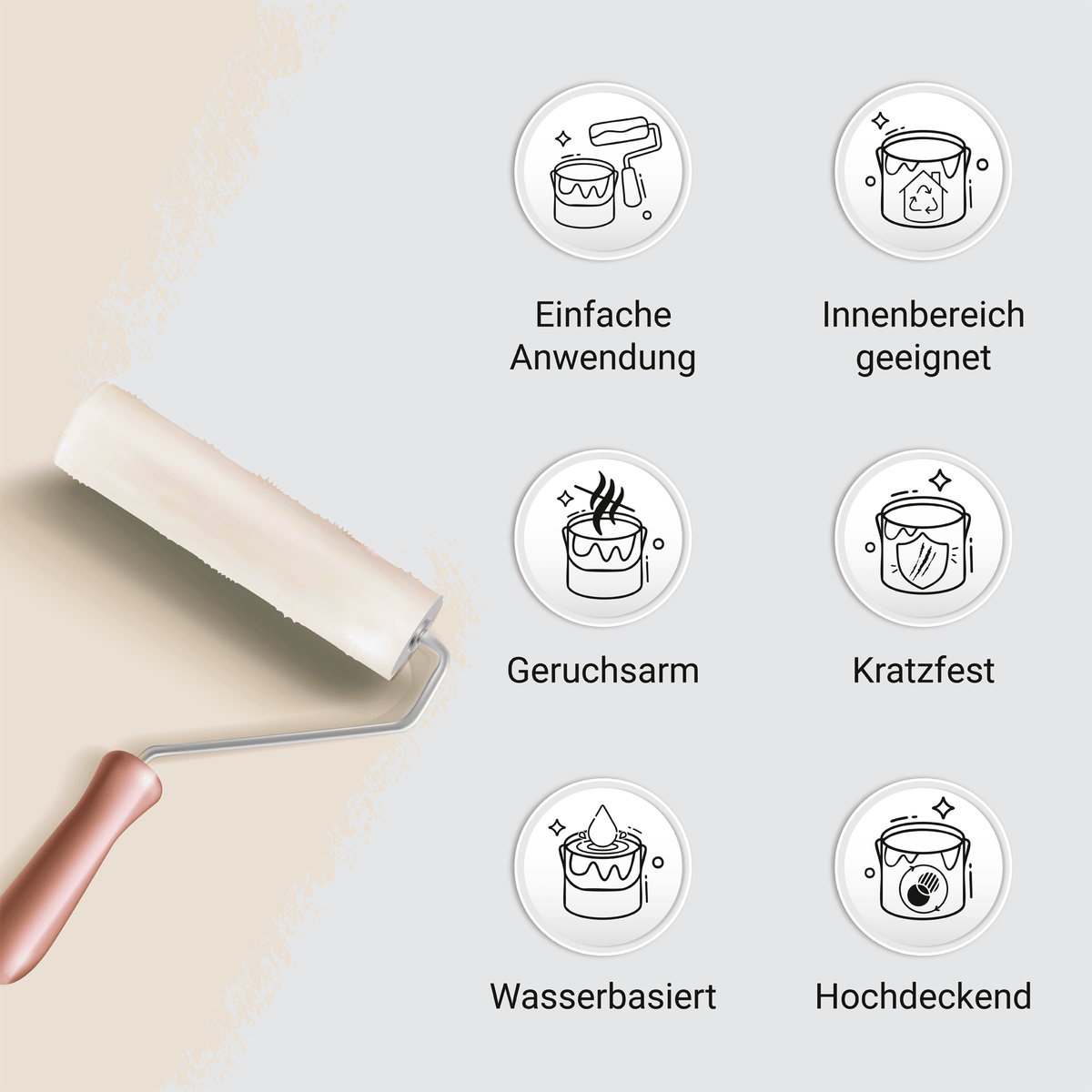 Derendo Möbelfarbe Creme 2,5 L – Holzfarbe für Innen – Ohne Schleifen, Hochdeckend & Wasserbasiert – Für Möbel, Türen & Küchen – Umweltfreundlich & Geruchsarm in – Produktbild von Derendo