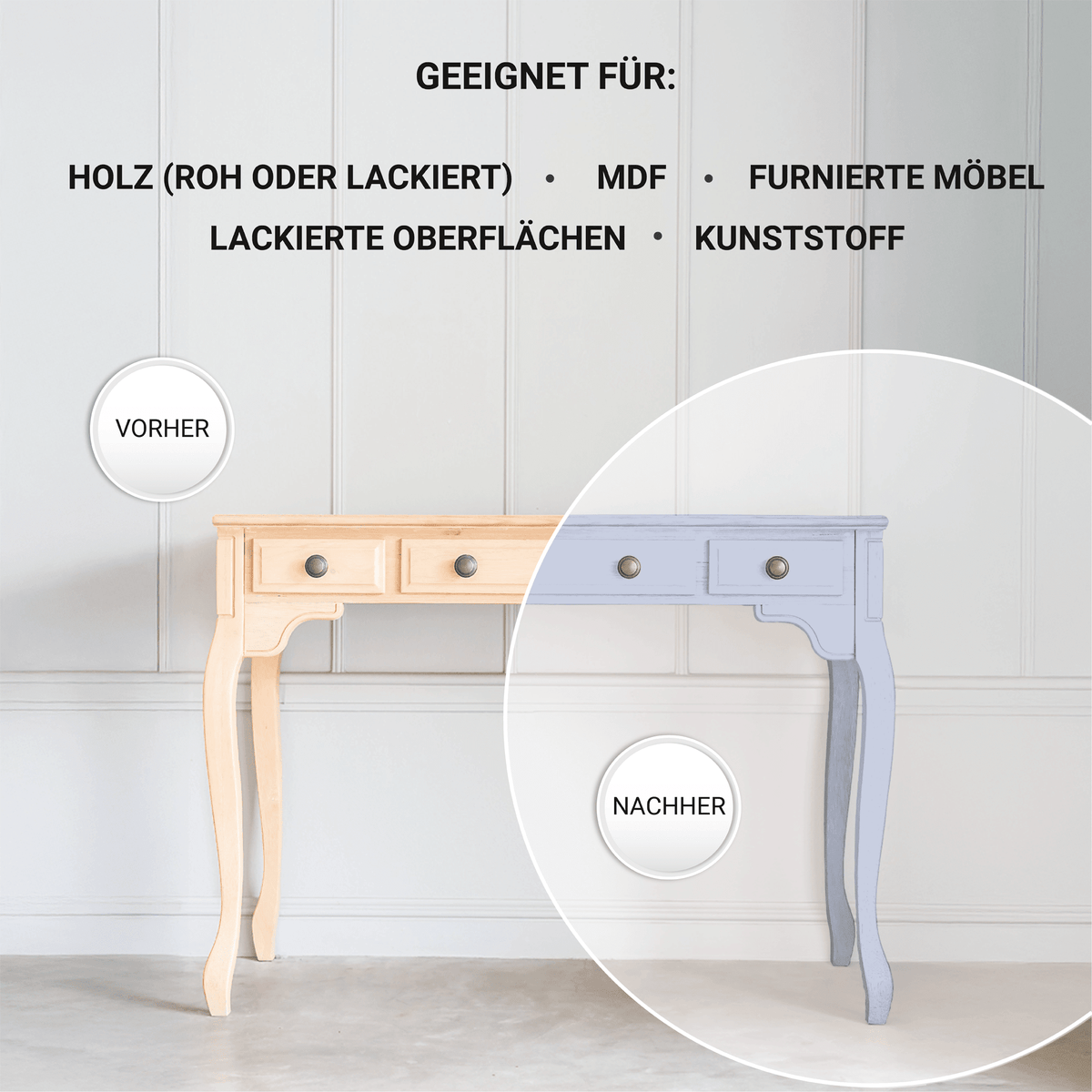 Derendo Möbelfarbe Lavendel 2,5 L – Holzfarbe für Innen – Ohne Schleifen, Hochdeckend & Wasserbasiert – Für Möbel, Türen & Küchen – Umweltfreundlich & Geruchsarm in – Produktbild von Derendo