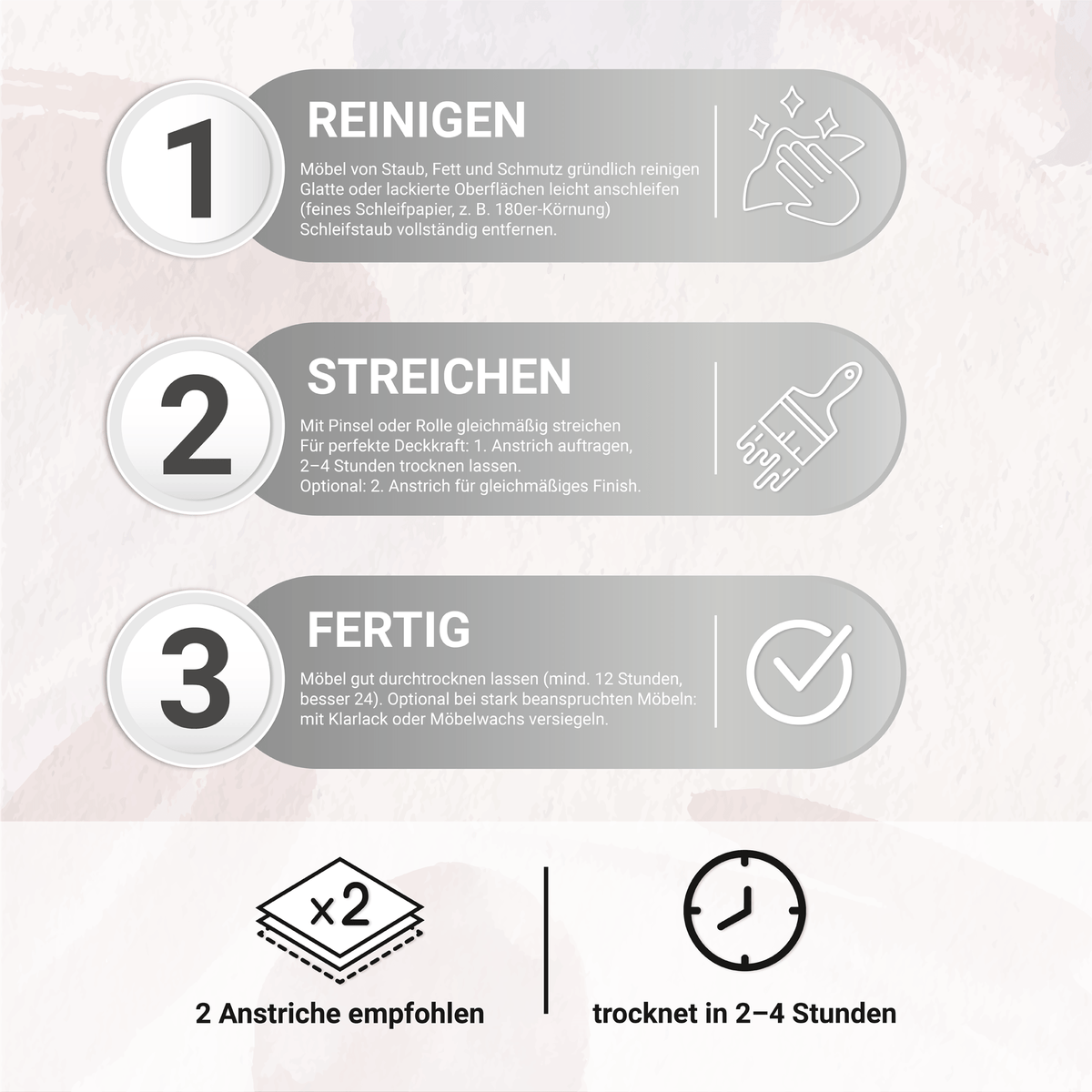 Derendo Möbelfarbe Reinweiss 2,5 L – Holzfarbe für Innen – Ohne Schleifen, Hochdeckend & Wasserbasiert – Für Möbel, Türen & Küchen – Umweltfreundlich & Geruchsarm in – Produktbild von Derendo