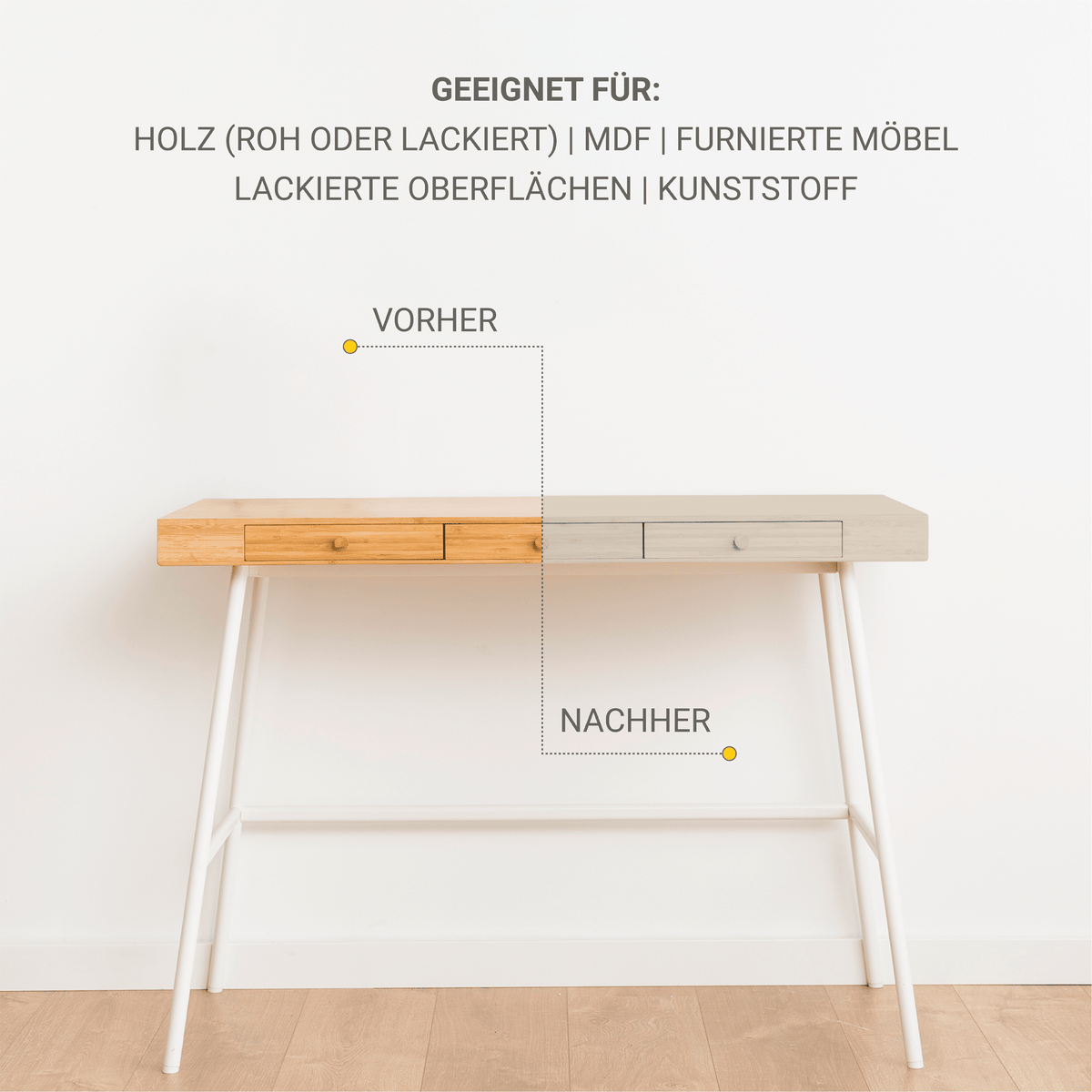 Derendo® Möbelfarbe Sandbeige 750ml – Möbelfarbe ohne Schleifen + Lackier-Roller-Set in – Produktbild von Derendo