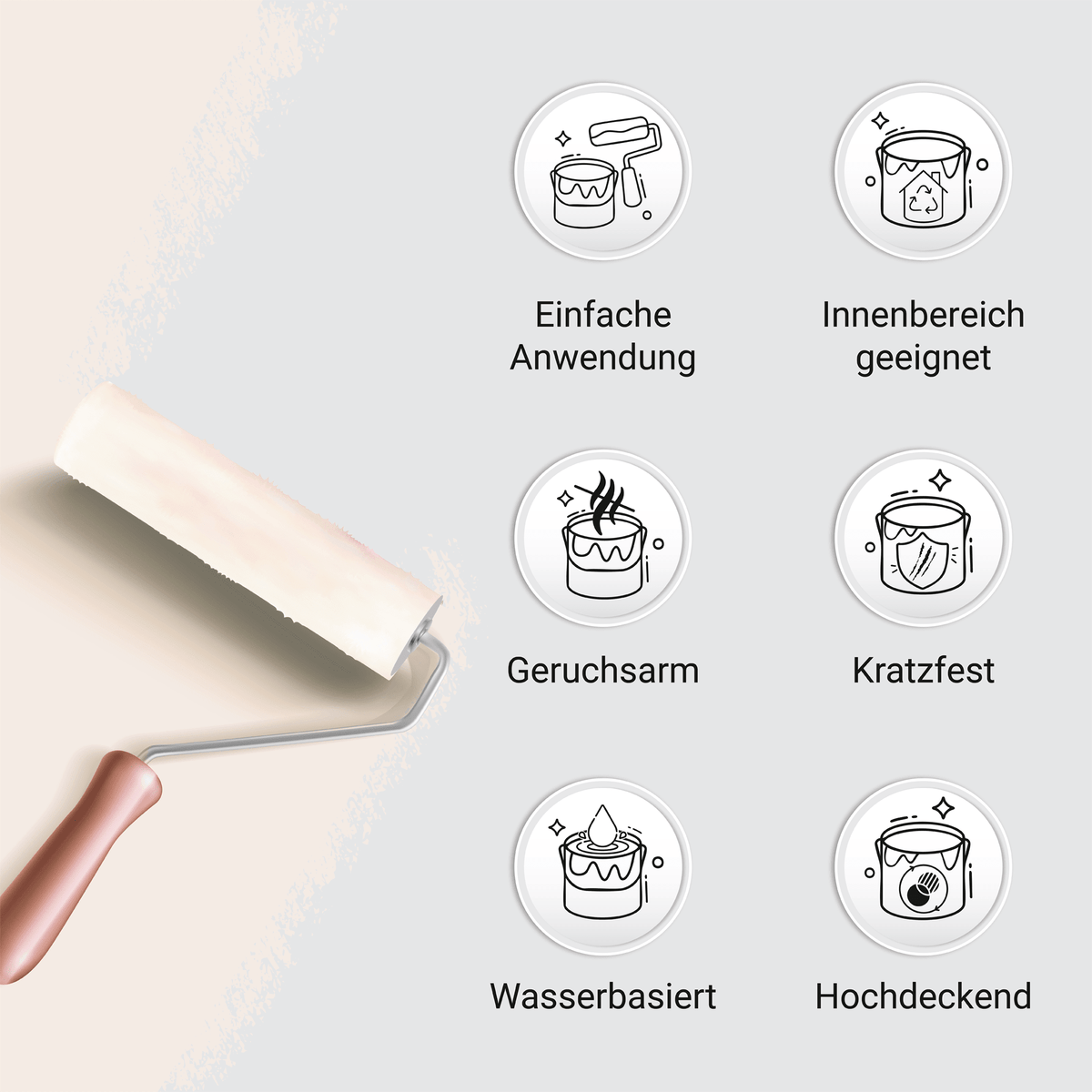 Derendo Möbelfarbe Sanftes Rosé 2,5 L – Holzfarbe für Innen – Ohne Schleifen, Hochdeckend & Wasserbasiert – Für Möbel, Türen & Küchen – Umweltfreundlich & Geruchsarm in 2.5 Liter – Produktbild von Derendo