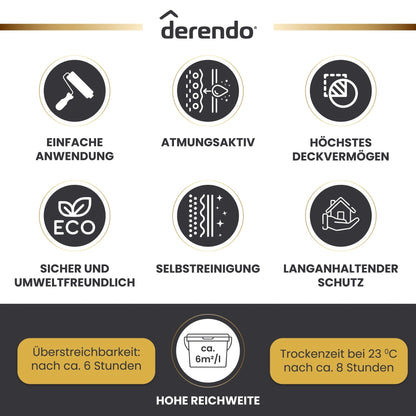 Derendo Premium Fassadenfarbe Erdbraun mit Wetterschutz und Abperleffekt in 2.5L – Produktbild von Derendo