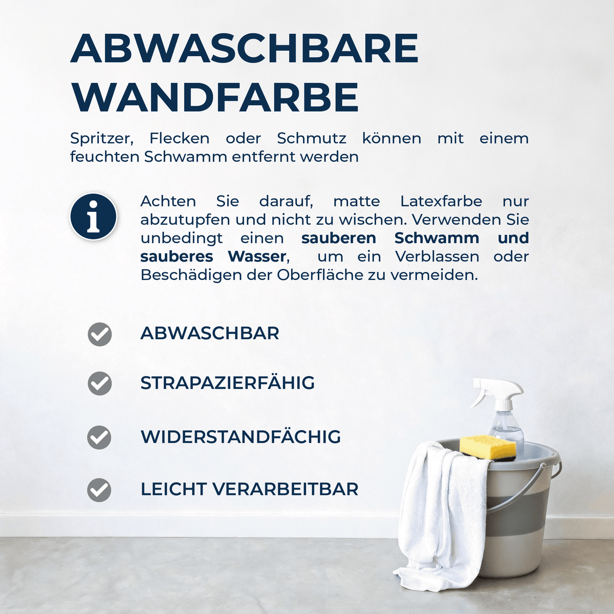 Derendo Wandfarbe Latexfarbe Asphaltgrau Matt abwaschbar in 10 Liter – Produktbild von Derendo