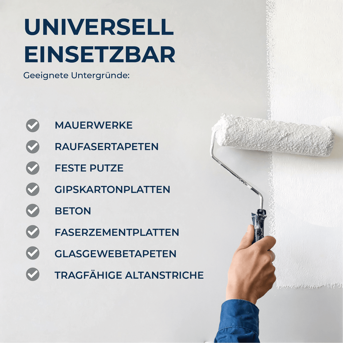 Derendo Wandfarbe Latexfarbe Hellgrau Matt abwaschbar in 10 Liter – Produktbild von Derendo