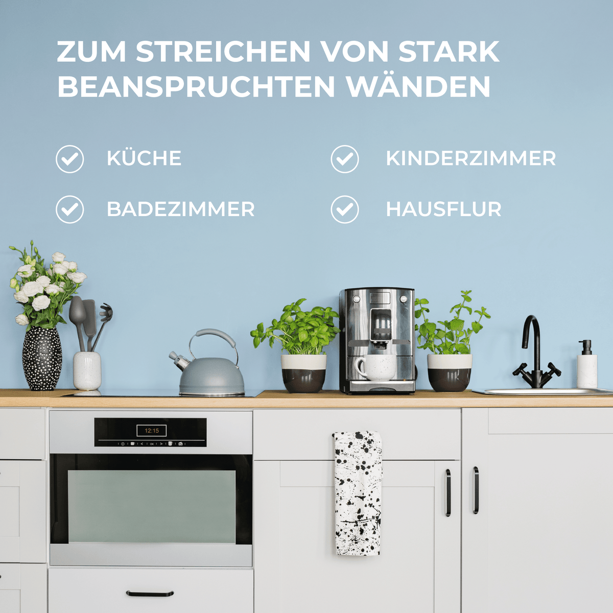Derendo Wandfarbe Latexfarbe Nebelblau Matt abwaschbar in 10 Liter – Produktbild von Derendo