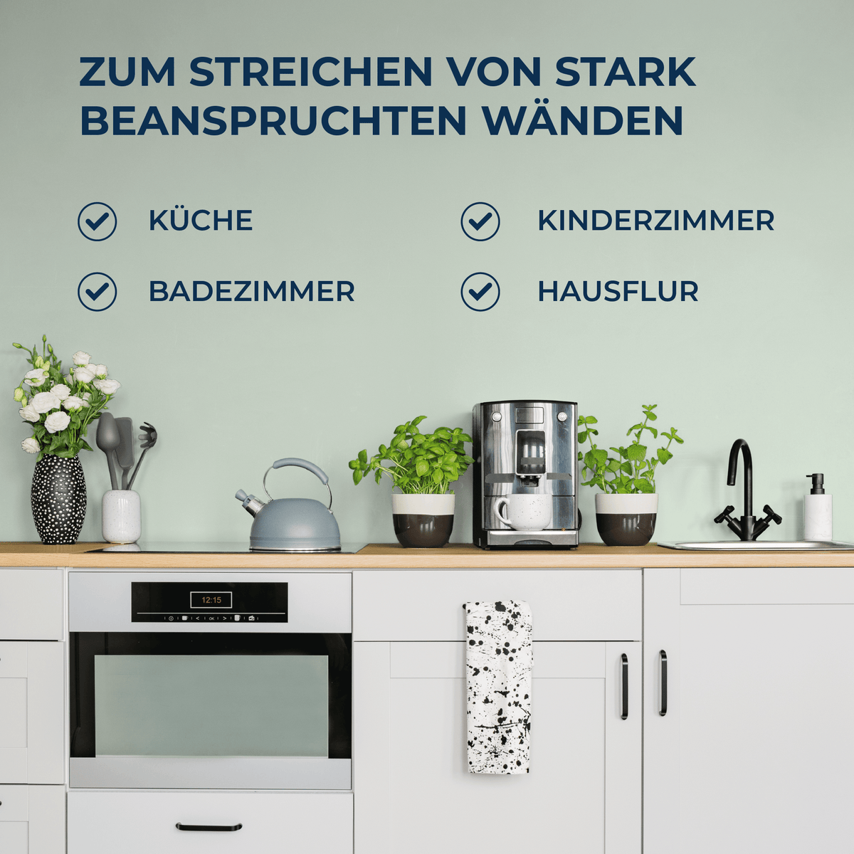 Derendo Wandfarbe Latexfarbe Salbeigrün Matt abwaschbar in 10 Liter – Produktbild von Derendo
