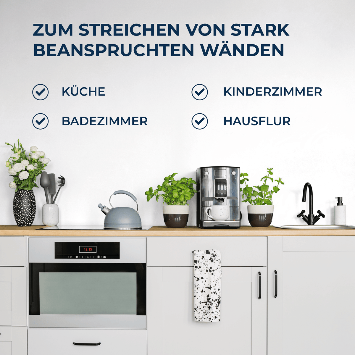Derendo Wandfarbe Latexfarbe Weiß Matt abwaschbar in 10 Liter – Produktbild von Derendo