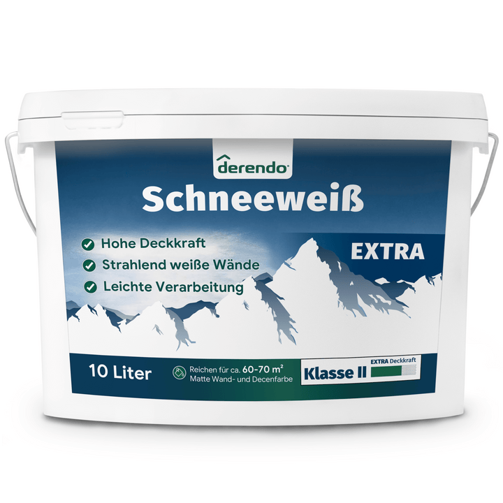 Derendo Wandfarbe Schneeweiss - mit EXTRA Deckkraft in 10 Liter – Produktbild von Derendo