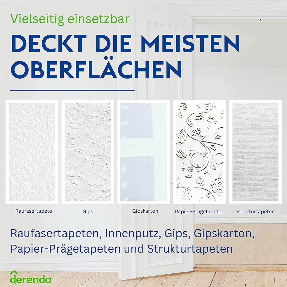 Derendo Wandfarbe Ultra Schneeweiss - mit Ultra Deckkraft in 10 Liter – Produktbild von Derendo