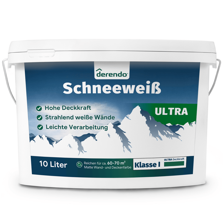 Derendo Wandfarbe Ultra Schneeweiss - mit Ultra Deckkraft in 10 Liter – Produktbild von Derendo
