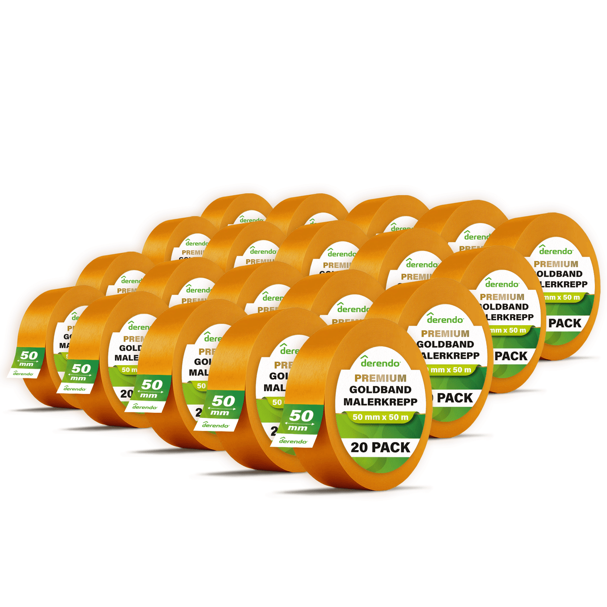 Derendo® Washi Tape Malerkrepp Premium – Goldband für scharfe Farbkanten in 50mm x 50m – Produktbild von Derendo