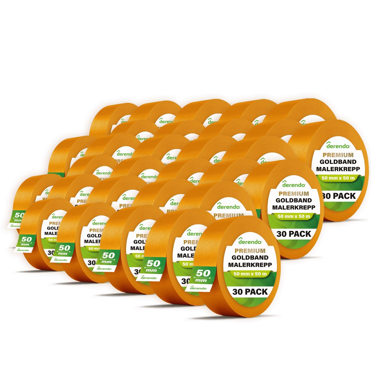 Derendo® Washi Tape Malerkrepp Premium – Goldband für scharfe Farbkanten in 50mm x 50m – Produktbild von Derendo