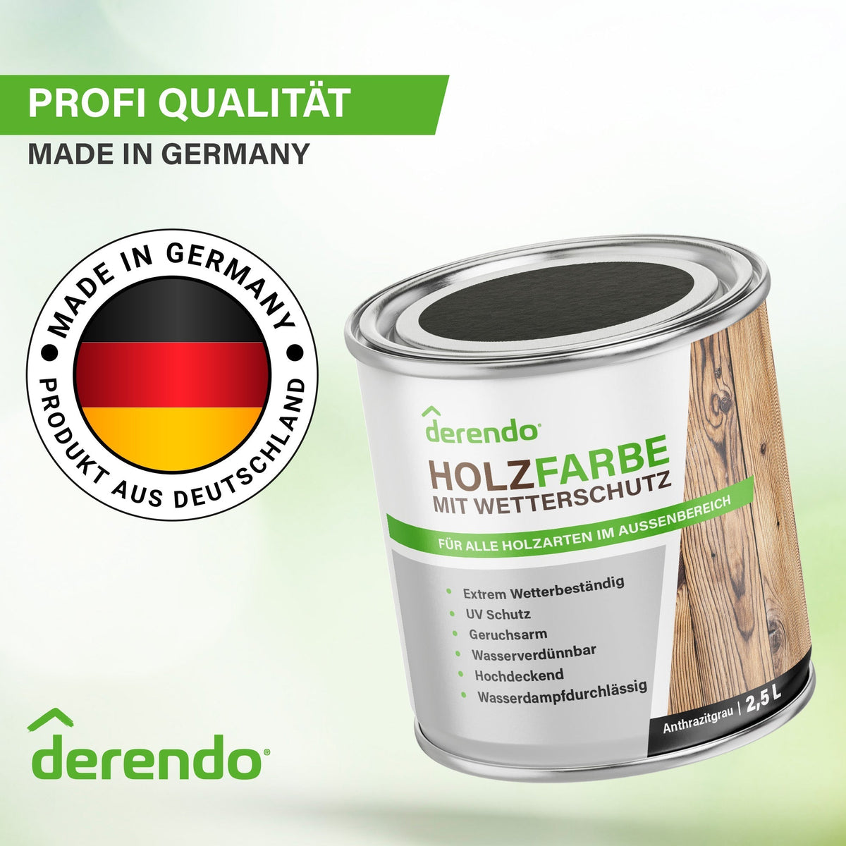 Derendo Wetterschutz Holzfarbe anthrazitgrau RAL 7016 in Anthrazitgrau RAL 7016 – Produktbild von Derendo