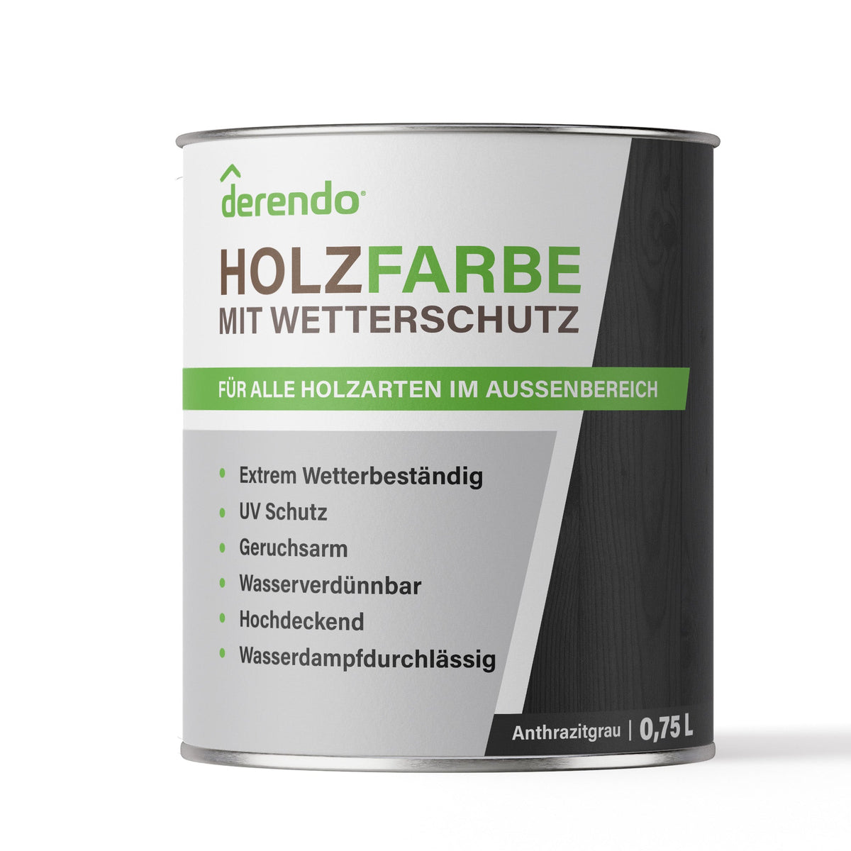 Derendo Wetterschutz Holzfarbe anthrazitgrau RAL 7016 in Anthrazitgrau RAL 7016 – Produktbild von Derendo